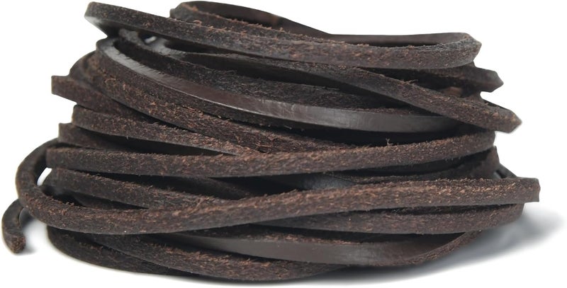 GENIQUE Real/Genuine 3mm Leather Cord 5 Metres, 1/8 inch Leather Strips, Leather Shoe Laces, for Boot Laces, Necklace, Bracelets, Jewelry Making, Crafting, Baseball Glove Repair (Brown, 3MM) - Image 1